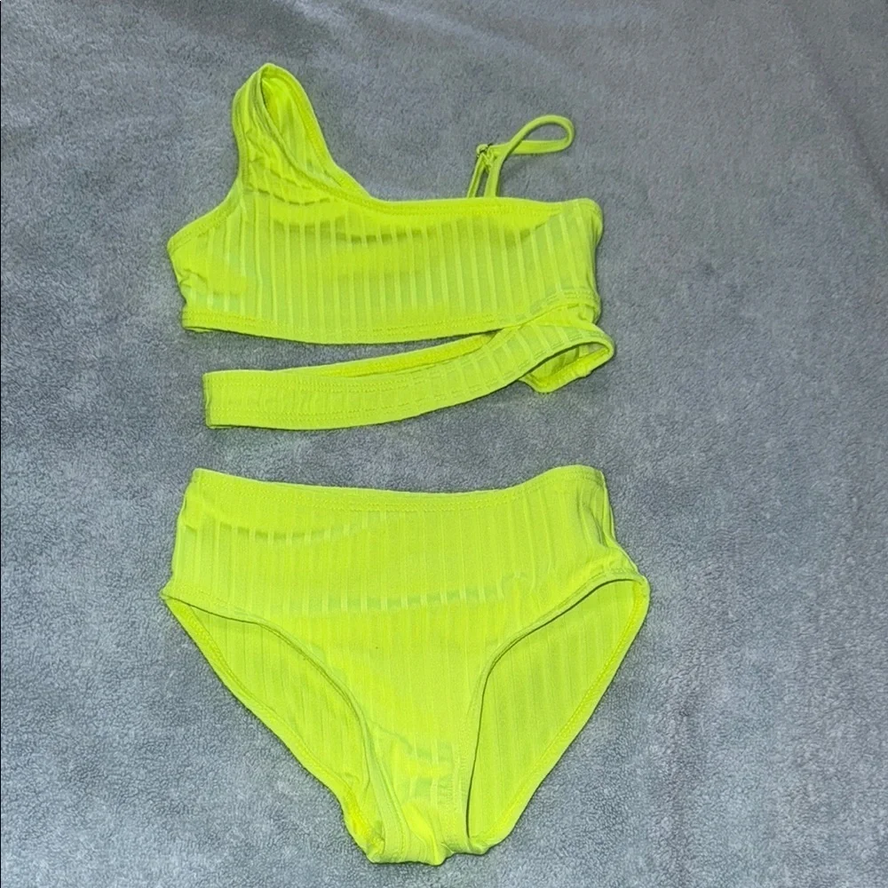 SHEIN Neon Yellow Kids Swim Bikini